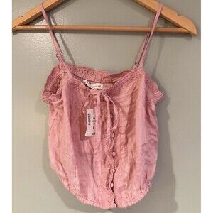 NWT Aeropostale Dusty Pink Boho Flowy Crop Tank Top XS Buttons MSRP $34.95 NEW